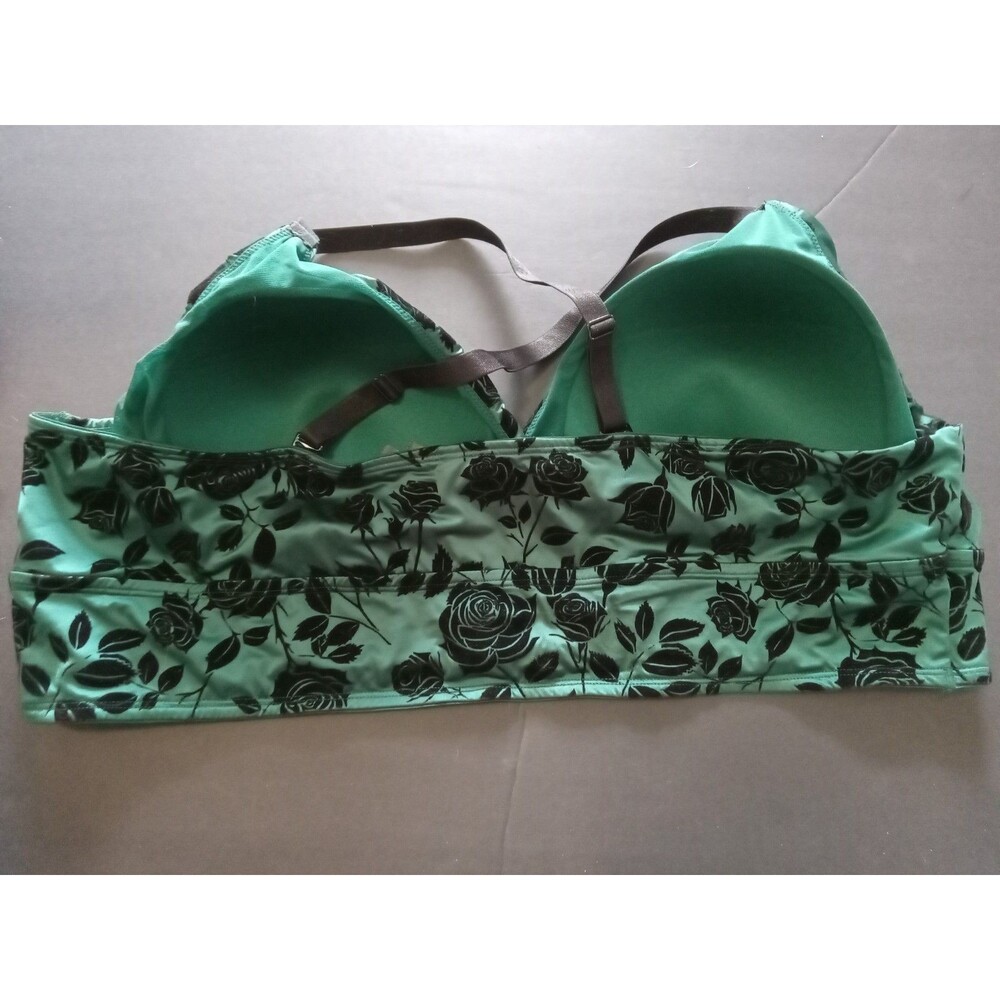 Torrid Lightly Lined Flocked Green & Black Shine Bralette Bra 4 or 26 Plus - Picture 11 of 14